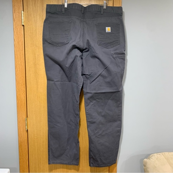Carhartt Rugged Flex Relaxed Fit Canvas 5-Pocket Dark Gray Work Pants - 42 x 34 - Picture 2 of 5